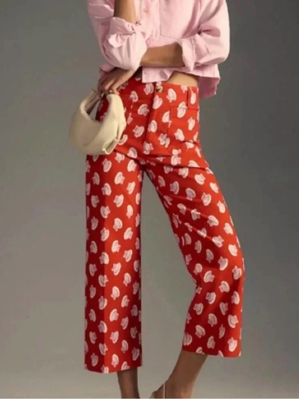 Anthroologie Maeve Colette Wide Leg Cropped Pants Seashells Beach